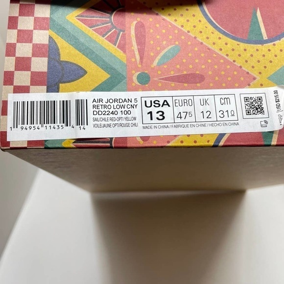 NWT AIR JORDAN 5 RETRO LOW CNY in Sal/Chili Red-Opti Yellow - Picture 10 of 12